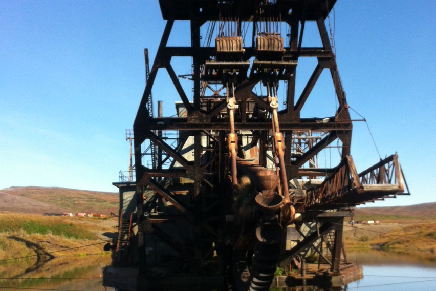 Gold mining dredge near Nome, Alaska