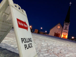 Election day at Nome's polling place, Old St. Joe's. Photo: David Dodman, KNOM file.