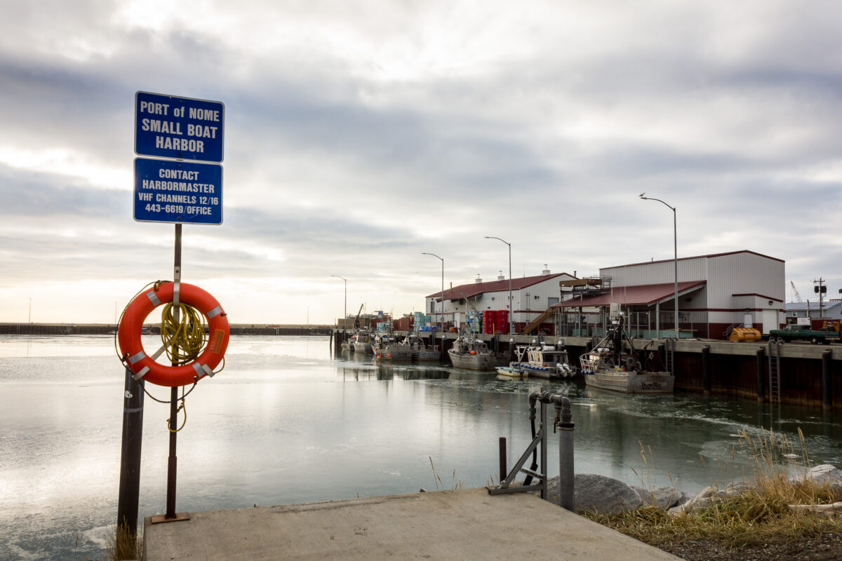 Nome’s port on a cloudy autumn day.