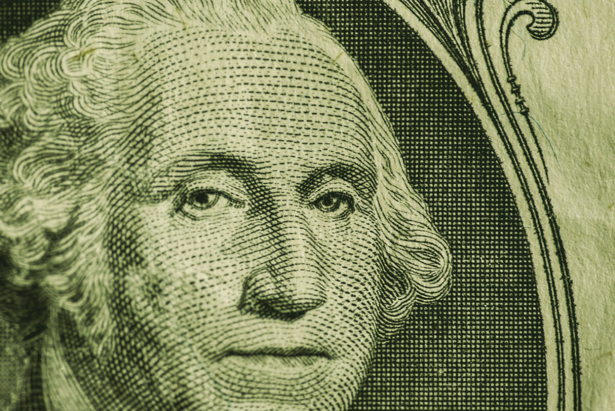 Dollar bill close-up, George Washington