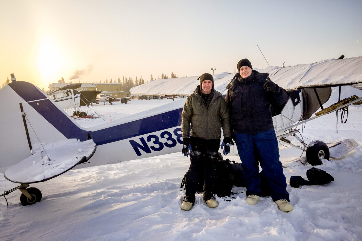 Matthew and Rob, Fairbanks airport, Iditarod 2015