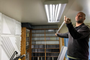 Pat Knodel installs LED lights