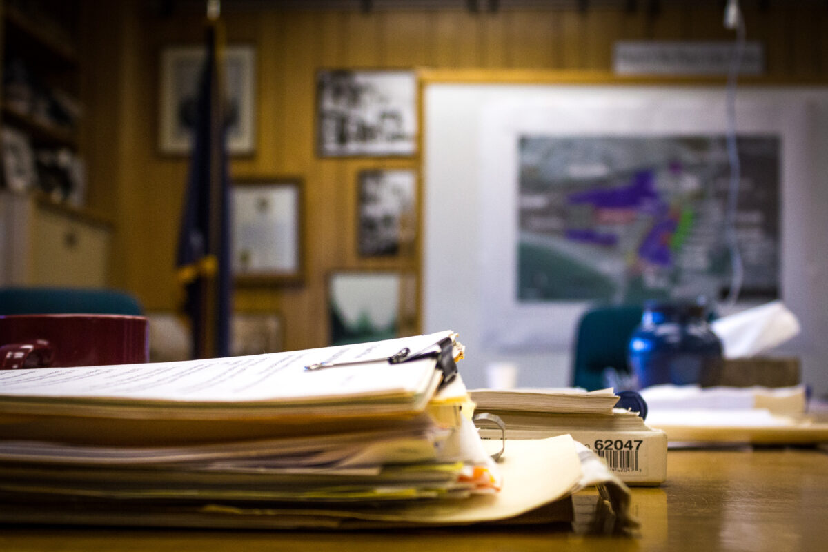 Papers in Nome City Council chambers