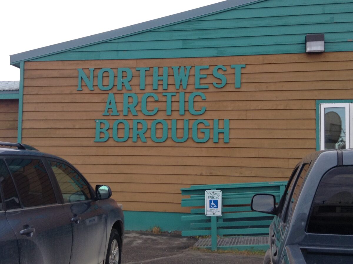 "Northwest Arctic Borough" written on the side of a government building.