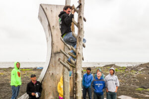 Nick Hanson scales a “salmon ladder” in his hometown of Unalakleet.