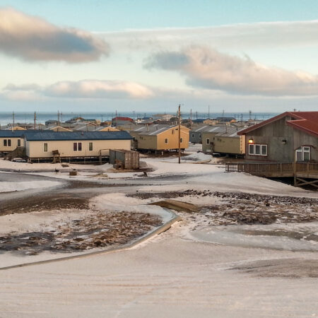 An overview of the village of Savoonga, Alaska, January 2017.