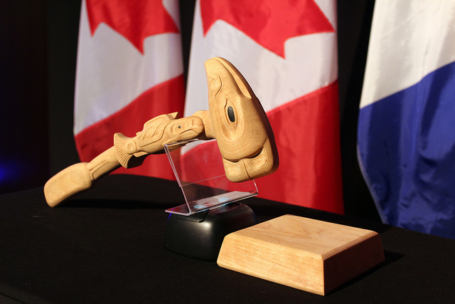 This is the gavel used by the Chairman of Senior Arctic Officials at Arctic Council meetings. This gavel was presented to Finland for its new chairmanship of the Arctic Council (2017-2019). Photo Credit: Arctic Council Secretariat / Linnea Nordström