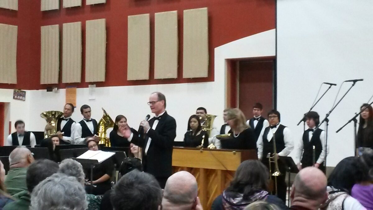 Music Teacher Ron Horner introduces the world premiere of "Between the Tundra and the Sky."