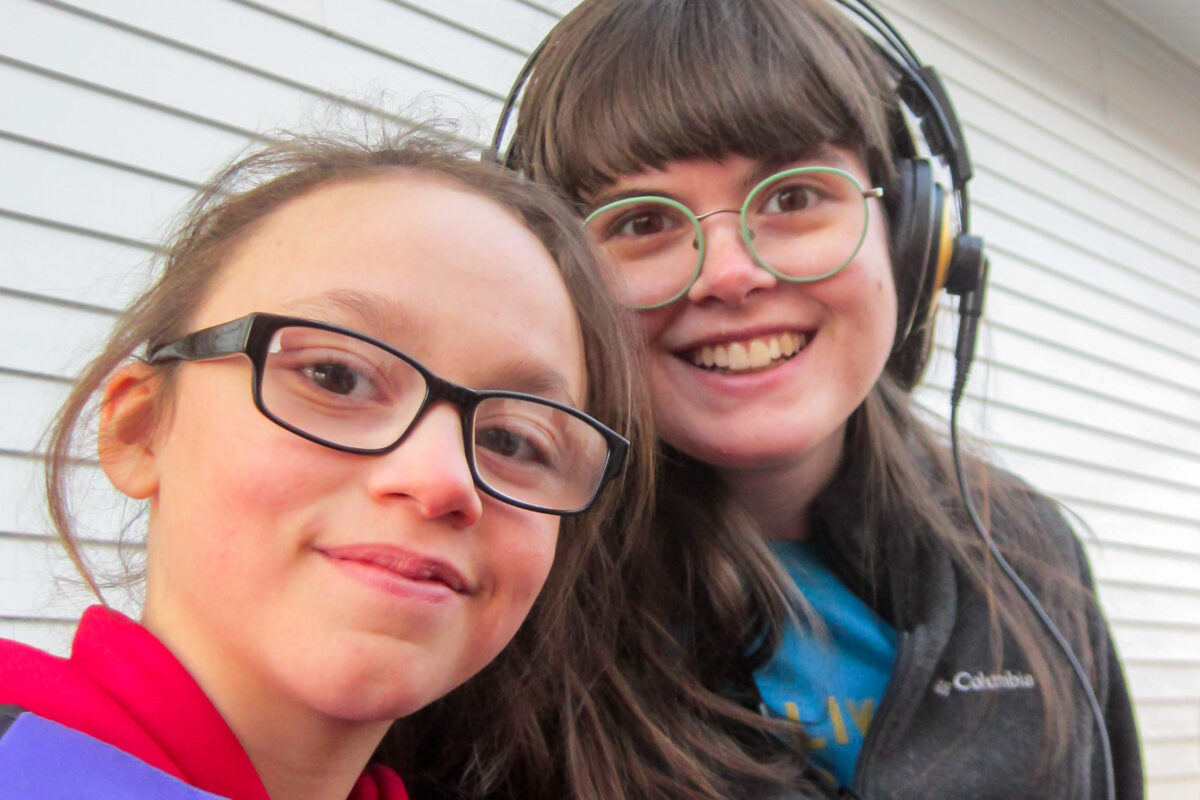 "Selfie" of Kiana middle school student Shaedyn Barr and radio producer Lauren Frost