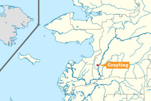 Map showing the location of Grayling, Alaska
