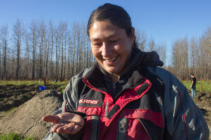 BSNC employee Tasha Lee with a new earthworm friend.
