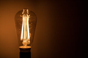 Close-up of an incandescent light bulb