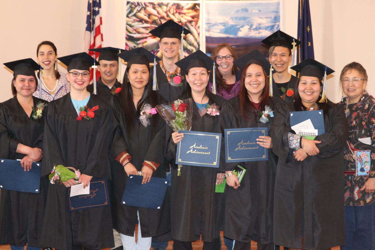 Kawerak's GED program graduates received their diplomas during the 2018 UAF Northwest Campus commencement ceremony. Photo used with permission from Kawerak,Inc. (2018)