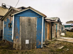 A dilapidated structure in downtown Nome, believed to have once been the home of Leonhard Seppala.