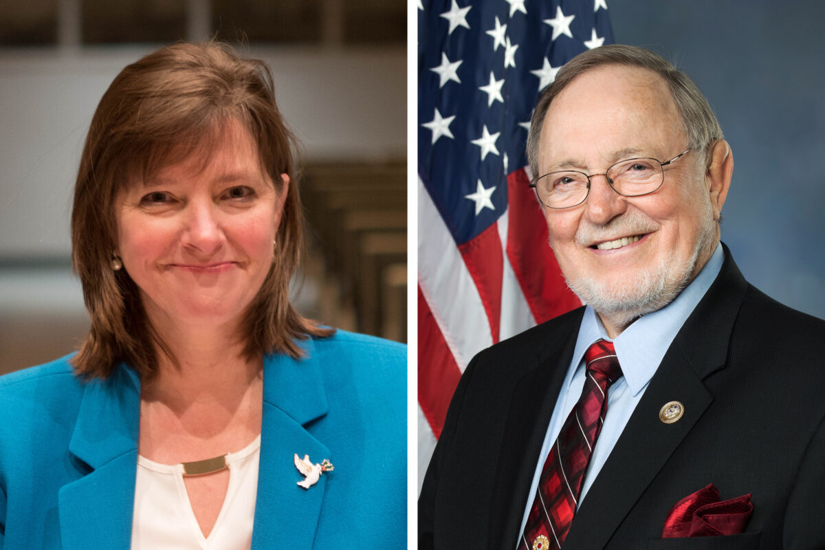 Side-by-side portraits of 2018 Alaska U.S. House candidates Alyse Galvin and Don Young.