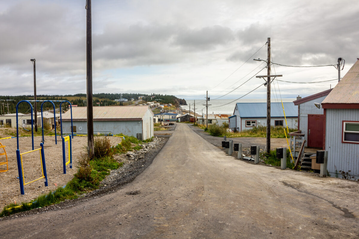 Looking down a street in a rural Alaska community