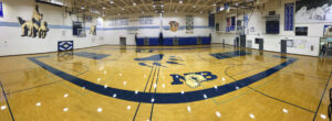 Empty school basketball court.