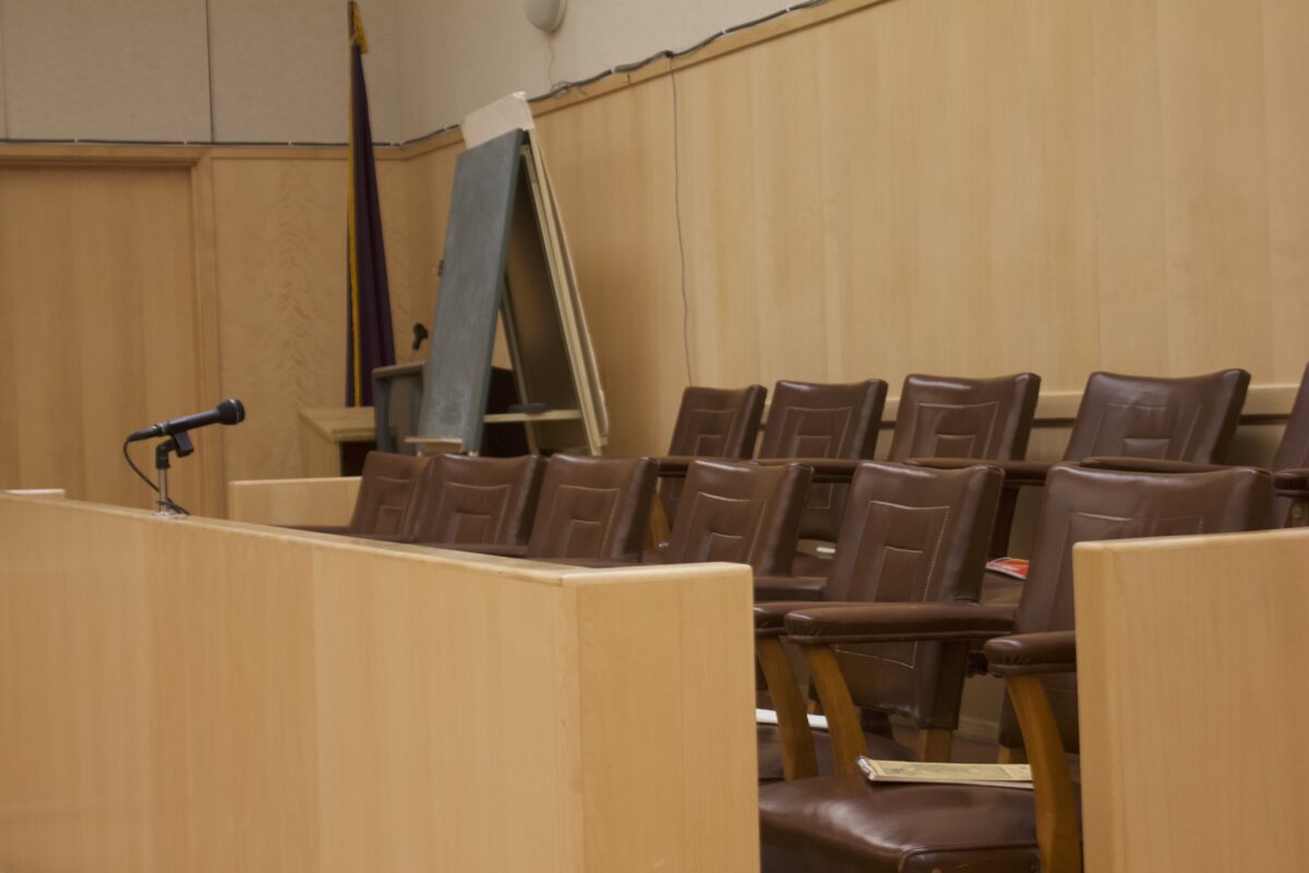 Empty seats inside the Nome jury box