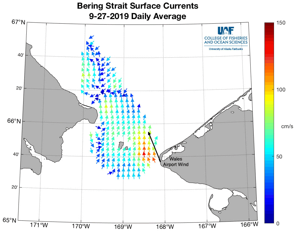 Map of Bering Strait surface