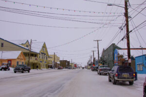 Nome Front Street in winter time