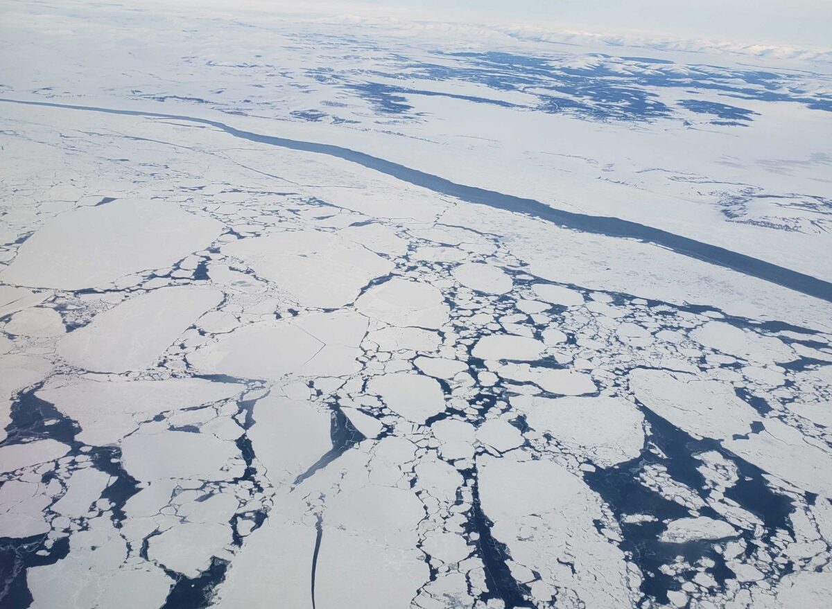 Aerial shot of ice coverage on Norton Sound