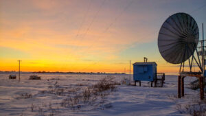 sunset over transmitter site