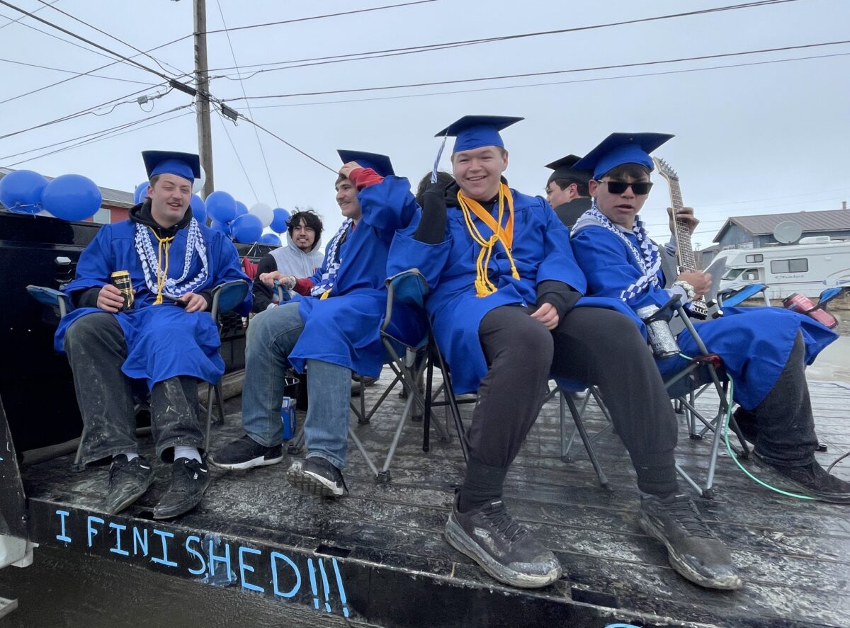 The graduation parade for Nome-Beltz High School was awesome... and had a soundtrack provided by Andrew Peterson IV (far right) and a bunch of his fellow seniors.