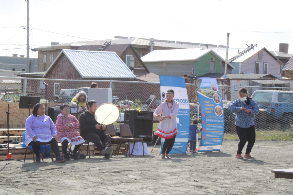 The St. Lawrence Island dance group opened up the music festival performing to several songs.